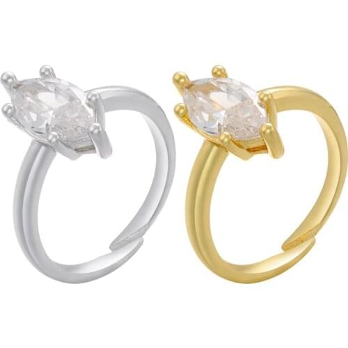 ZHUKOU Simple oval Rings For Women Female Cute Finger Rings gold/silver color Romantic Fashion CZ Stone Jewelry wholesale VJ99