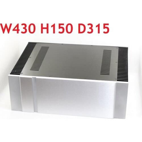Size W430 H150 D315 Silver Pass Aluminum Chassis Rear Class A Power Amplifier Housing DIY New Heat Sink AMP Chassis Home Audio