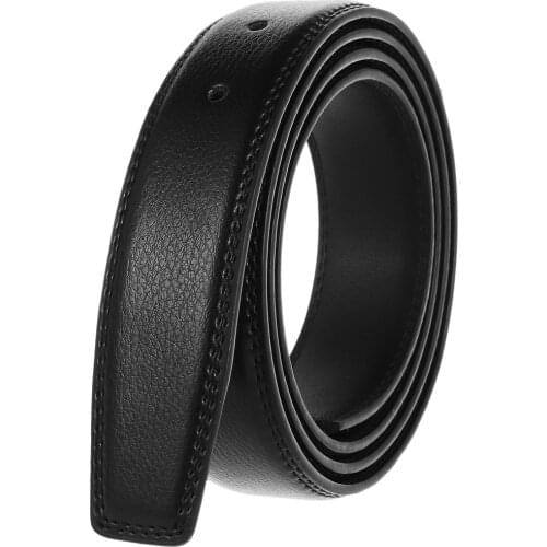 3.5cm Width Leather Belt Strap With Holes No Buckle Suitable For Pin Smooth Buckle Black Cofee