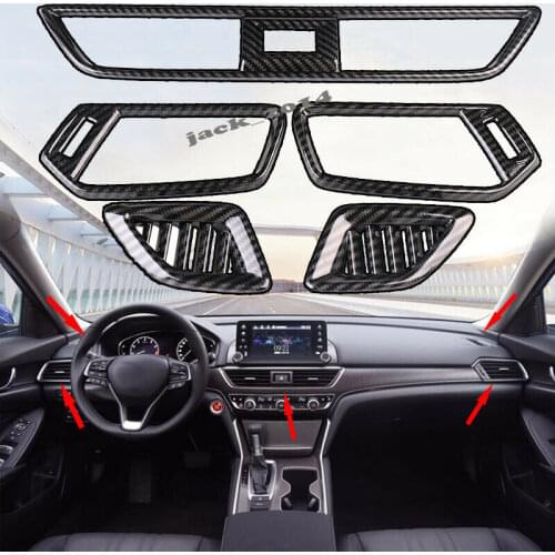 For Honda Accord 2018-2019 10th Carbon fiber Dashboard Air Vent Outlet Cover Trim
