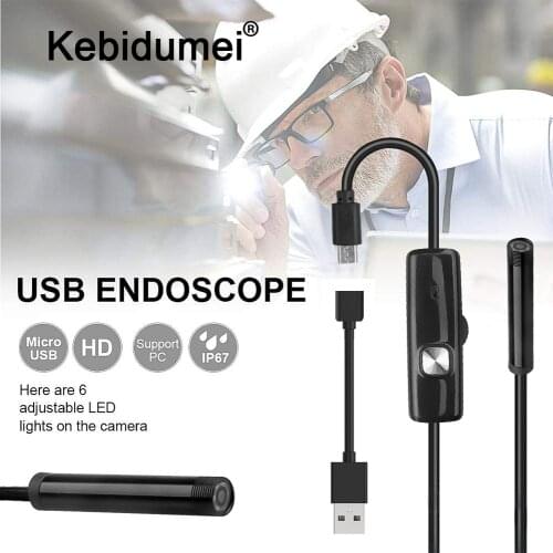 Kebidumei 7mm Mini USB Endoscope Waterproof 720P HD Borescope Snake Inspection Tube Video Camera Adapt For Smart Phone