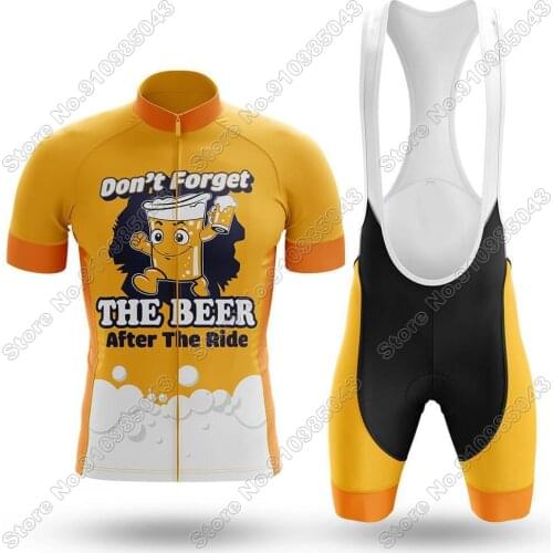 Beer After The Ride - Mens Cycling Jersey Set Summer Cycling Clothing Road Bike Suit Mountain Bicycle Shirt Bib Shorts MTB