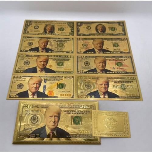 New Type Set Gold Donald trump banknotes souvenir cards business gift travel collection 2021