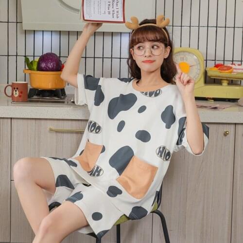 BZEL Cute White Womens Pajamas Set Cotton Sleepwear Large Size Pijamas Suit Casual Comfort Home Wear Loose Pyjamas Mujer Nighty