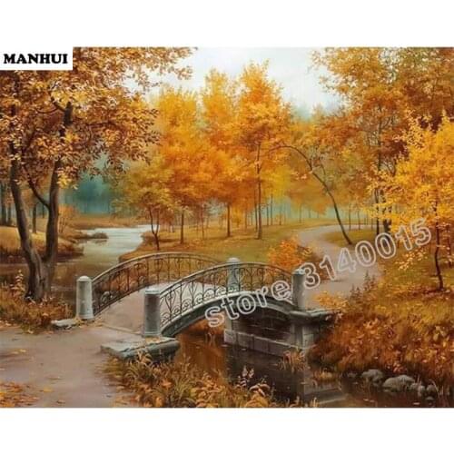 Full Square Diamond DIY Diamond Painting Forest bridge embroidery Cross Stitch Rhinestone Mosaic Painting Decor Gift BCD388