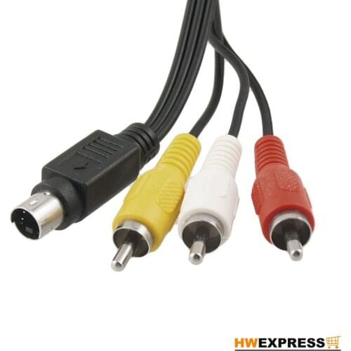 HWEXPRESS Hot 1.45M Long 4 Pin S-video to 3 Male RCA Composite Cable Black