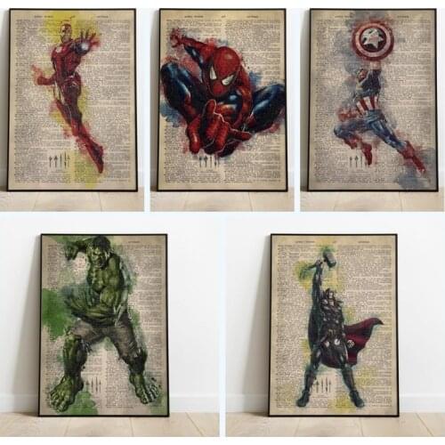 Avengers Posters Fashion Canvas Painting Wall Art Marvel Comics Superhero Character Print Retro Picture for Living Room Decor