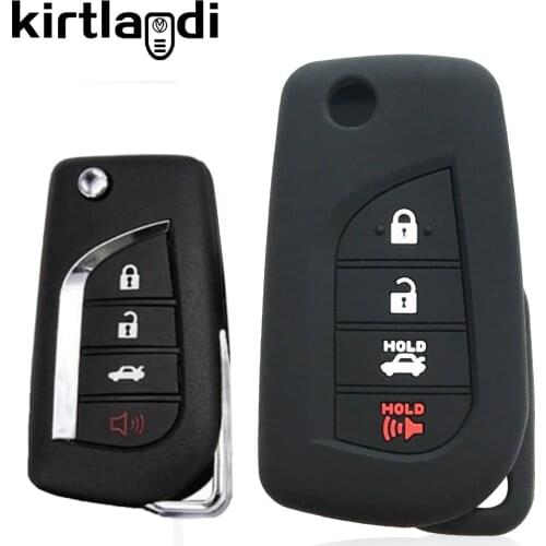 Silicone Key Case for Toyota Corolla 2020 Key Cover Holder for Toyota Camry 70 Prius C-HR Clicker Carwalaa 4 Button Car Key Case