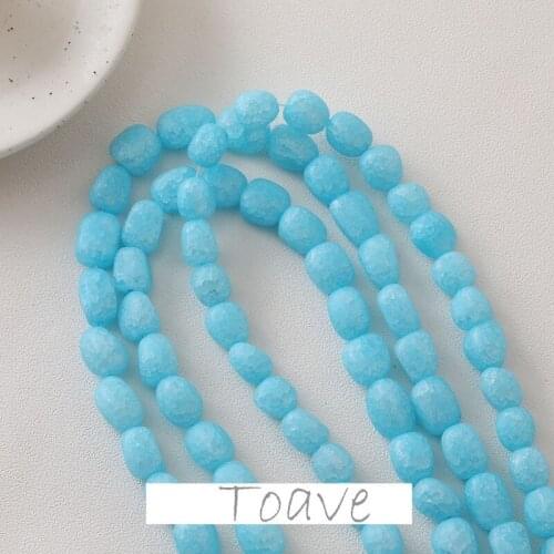 Blue Frosted Irregular Straight Hole Glass Bead diy Necklace Bracelet Earring Pendant Beaded Material Accessories