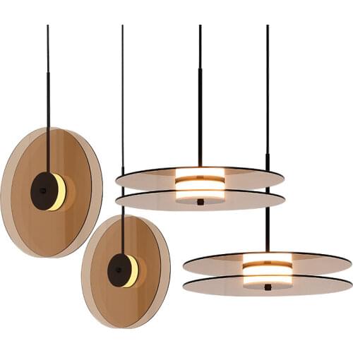 Nordic restaurant chandelier personality designer record flying saucer glass led Chandelier