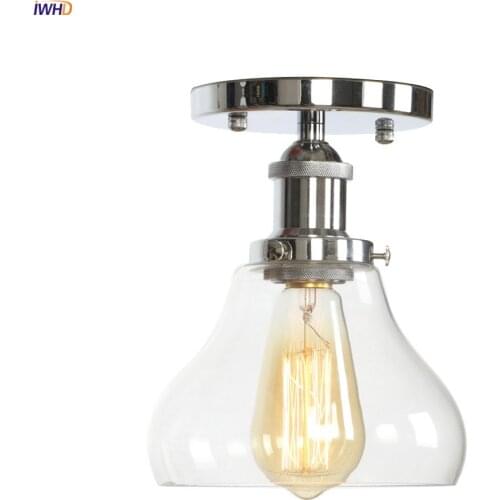 IWHD Glass Ball LED Ceiling Light Fixtures Living Room Porch Edison Vintage Ceiling Lamps Luminaire Lighting Lamparas De Techo