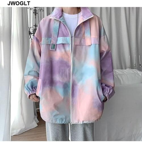 Streetwear Trend Spring and Autumn Tie Dye Printed Jackets Zipper Oversize Loose Coat Korea Fashion Outwear M-3XL