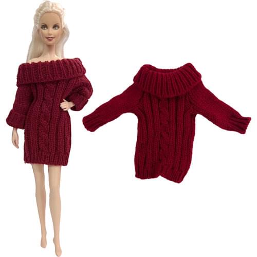 1 Pcs Red Doll Sweater Dress for Barbie Doll Accessories Knitted Clothes Pure Cotton Coat Tops 11.5 Inch Girl Toy