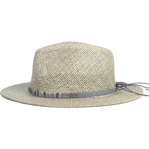 100% Raffia Straw Summer Women Men Travel Beach Sun Hat Elegant Lady Fedora Wide Brim Panama Sunbonnet Sunhat Size 56-58CM