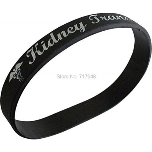 100pcs Medical Alert Kidney Transplant wristband silicone bracelets free shipping by ePacket A