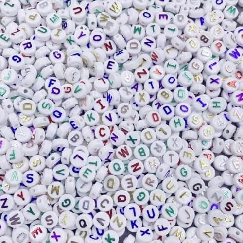 20Pcs/10mm Bronzing Colorful Letter Beads DIY For Jewelry Making Pendant Necklace Bracelet