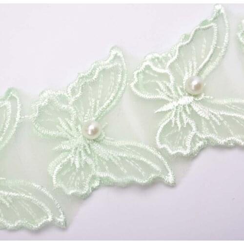 40Yards Butterfly Lace Applique Trim Pink Green Grey Embroidered Patches For Handmade Garment Accessories Decoration Sewing DIY