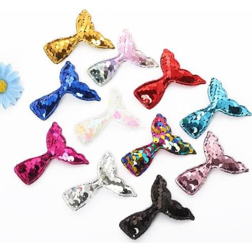 5-500 Pcs Glitter Sequin Mermaid Tail Padded Appliques Ornaments DIY Craft Supplies Kids Hair Accessories Material Party Decor