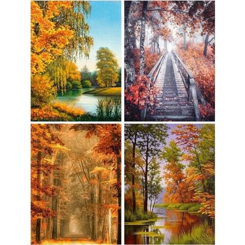 5D DIY Diamond Painting Autumn Scenery Resin Full drill Cross Stitch Rhinestone Mosaic Diamond Embroidery Home decoration Gifts