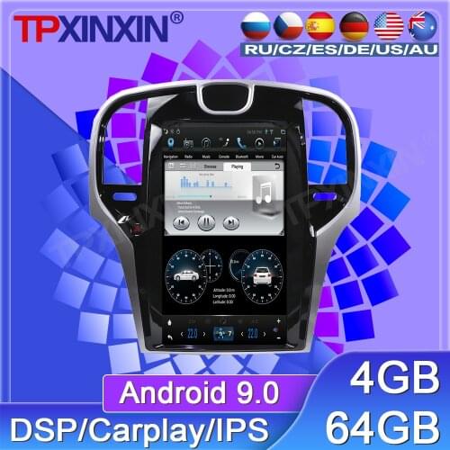 64G For Chrysler 300C 2013-2019 Android 9 Car Radio Tape Recorder Multimedia Player GPS Navigation Tesla 13.3' Vertical Screen