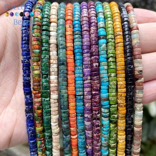 4x4x2mm Natural Stone Colorful Sea Sediment Jaspers Beads Flat Round Loose Beads For Jewelry Making DIY Bracelet Accessories15