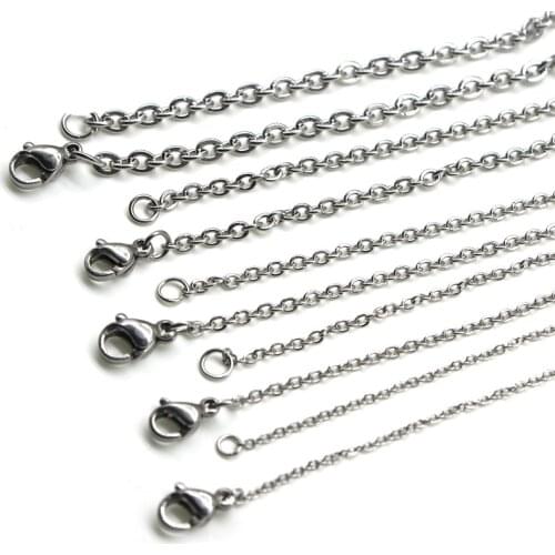 10pcs/lot 1.2 1.6 2 2.3 3mm width Choker Chain Necklaces Cuban Link Chains Stainless Steel Chain Necklaces for Men Women Jewelry