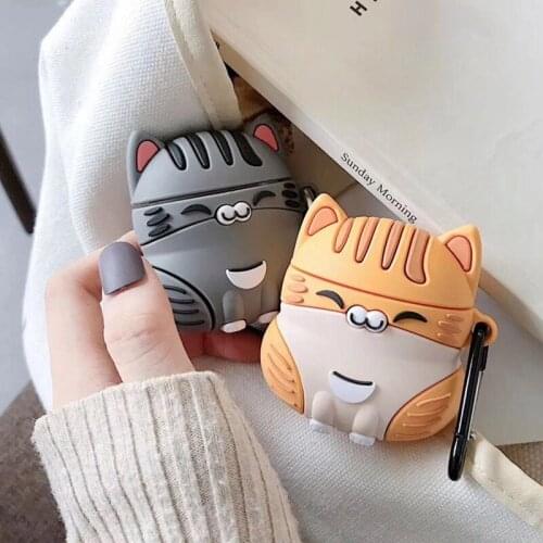 Lucky Lovely Chinese Orange Cat Headphone Cases For Apple Wireless Bluetooth Headset Airpods 1 2 Cute Silicone Protection Cover