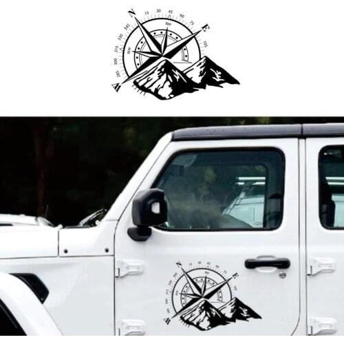 Black off road compass snow mountain decal hood graphic vinyl car sticker
