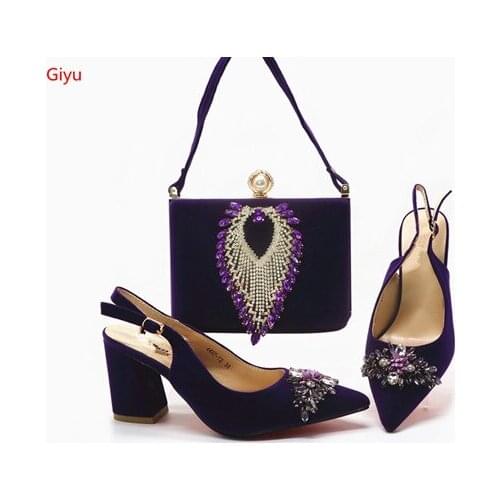 Doershow Fashion Women nice purple Shoes And Bag Set To Match High Quality Italian Shoes With Matching Bags For Party! HGX1-15