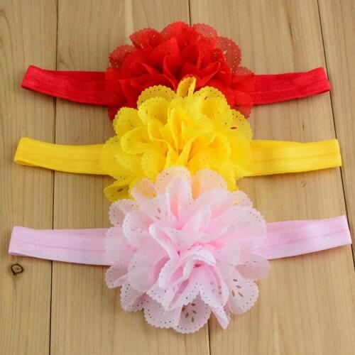 30pcs/lot girl Elastic Headbands soft Strech headband with 3"chiffon silk flowers girl Christmas gift wholesale FD089