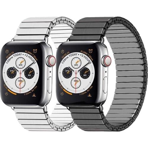 Elasticity strap for apple watch band 44mm 42mm 40mm 38mm for iwatch series SE/6/5/4/3/2 link bracelet stainless steel wristbelt