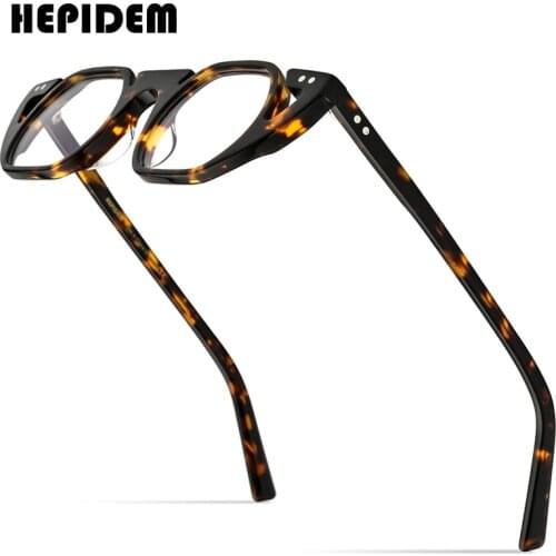 HEPIDEM Acetate Glasses Men Retro Vintage Square Eyeglasses Frame Women Myopia Optical Prescription Spectacles Eyewear 9168
