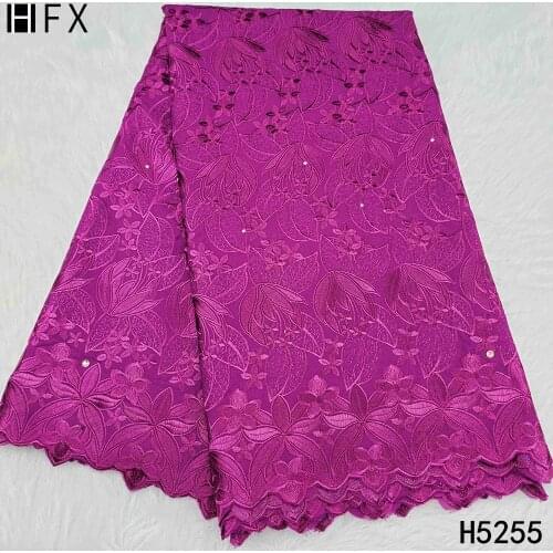 HFX Purple Swiss Voile Lace In Switzerland With Beeds 2021 High Quality Soft Swiss Lace Embroidery Brode For Dubai Lace Fabric