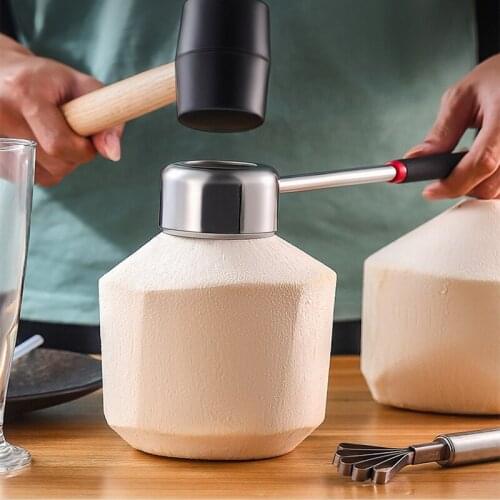 Coconut Opener Fruit Tool Easy Use Portable Coconut Knife Opening Tool Manual Non Toxic Stainless Steel Punch Hole Kitchen Tool