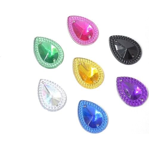 Water Droplets Flatback Resin Sew On Rhinestones Crystals Sewing Strass for DIY Wedding Dress Clothes Accessories needlework