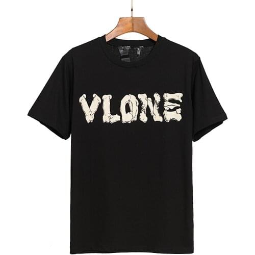 Classic Vlone Short-sleeved Female Couple Loose Street Hip-hop Big V Trend T-shirt Mens Cotton Round Neck 059
