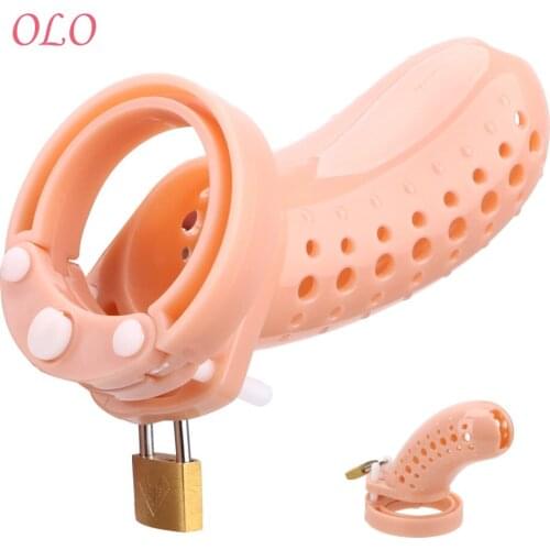 OLO Anti-masturbation Cock Cage with 5 Size Penis Ring Sex Toy for Men Chastity Lock Adults Product Plastic Male Chastity Device