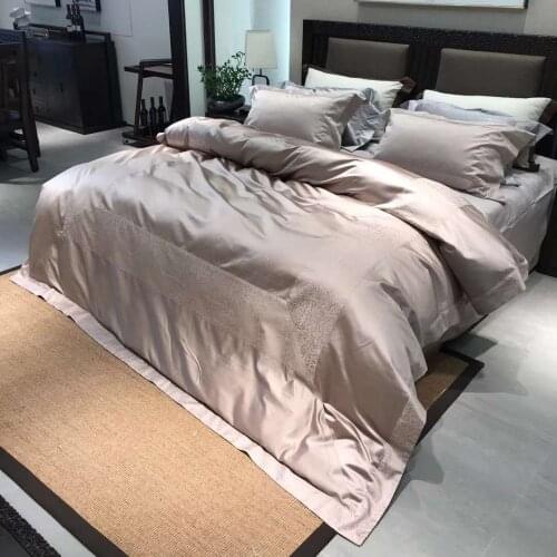 Luxury Embroidery 100S Egyptian cotton Bedding sets Queen King Royal Duvet cover Bed sheet set Pillowcases 4/6pcs 3 colors