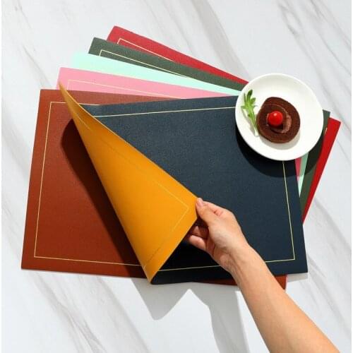 Leather Placemat Solid color PVC rectangle heat insulation pad Waterproof table mat Double side custom plate mat Coaster 30x43cm