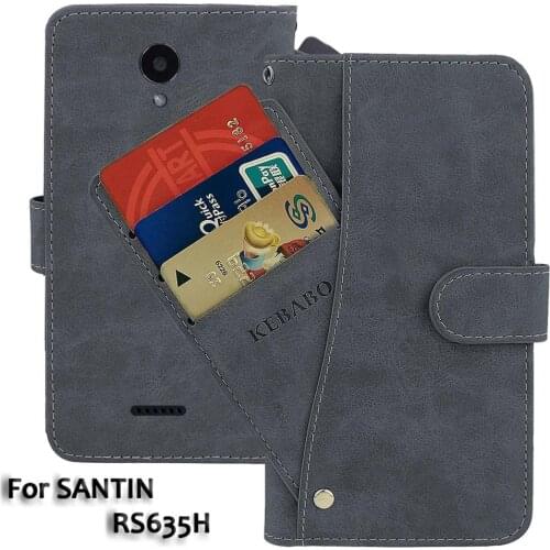 Leather Wallet SANTIN RS635H Case 5" Flip Fashion Luxury Front Card Slots Cases Cover Business Magnetic Phone Bags