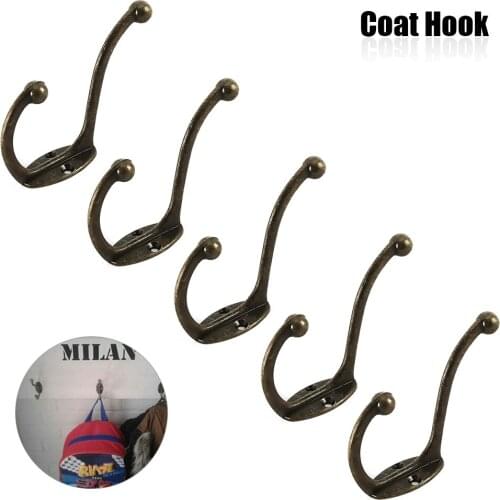 5PCS Cloth Hook Hanger Metal Wall Hanging Hook Vintage Bronze Hook Rustic Key Coat Bag Hat Hanger Rustic Robe Hook for bathroom