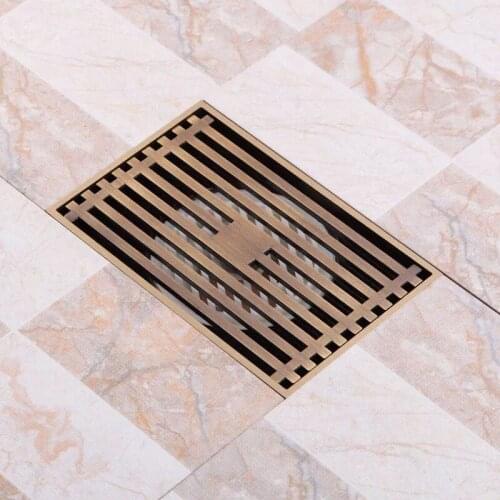 LIUYUE Floor Drain Antique Brass Bathroom Linear Shower Floor Drain Bathroom Deodorization Type Floor Drain Cover Waste Drainer