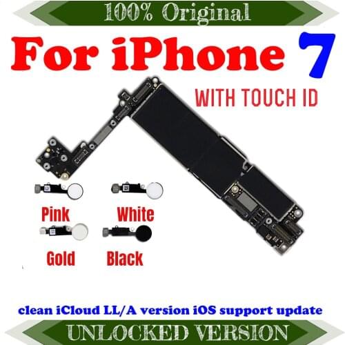 Free iCloud Logic Board Unlocked Original Mainboards 32GB For iPhone 7 128GB 256GB Motherboard Full Chips Support Network LTE 4G