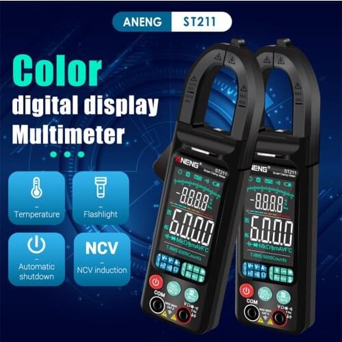 Aneng ST211 Digitale Stroomtang 6000 Counts Multimeter Dc/Ac Spanning Stroom Tester Auto Amp Hz Grote Kleurenscherm ncv Ohm Test