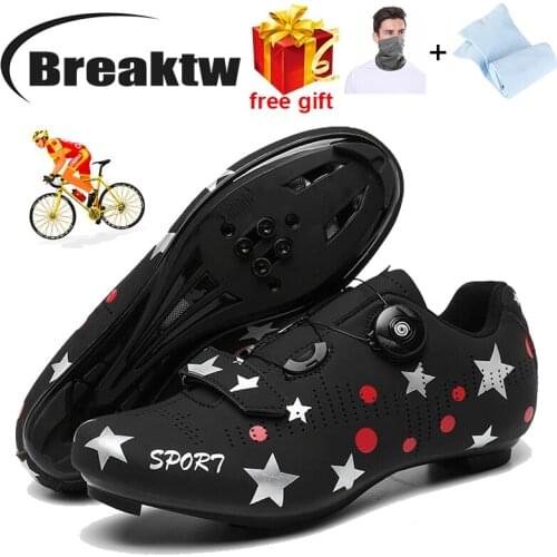 Road Bike Shoes Men 2021 New Flat Self-locking SPD Bicycle Outdoor Sports Shoes Mountain Bike Shoes MensTriathlon Cycling Shoes