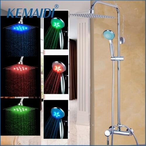 KEMAIDI LED Bath Shower Set With the Shower Head Hand Sprayer Shower Set With the Ultra Thin Head Bathroom shower faucets Set