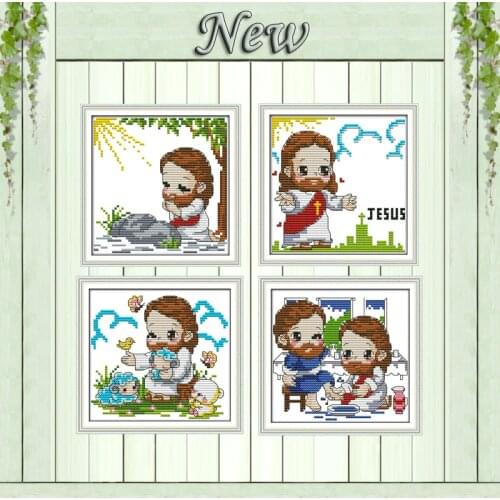 Cute Jesus Christianity decor painting counted print on canvas DMC 11CT 14CT Chinese Cross Stitch kits embroidery needlework Set