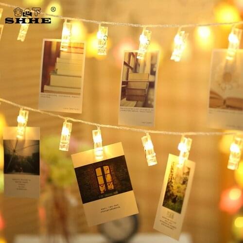 Photo Card Wall Clip Fairy LED String Light Home Christmas Holiday Decoration Battery Lamps Garden Home Party Photo wall light