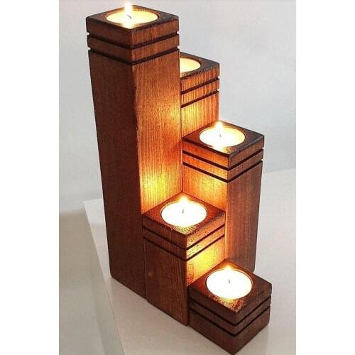 NOVAGLOBAL Decorative Wooden Candlesticks