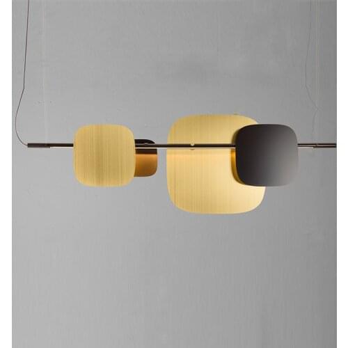 New minimalist line bar Art Chandelier Nordic style color matching restaurant designer lighting metal sheet